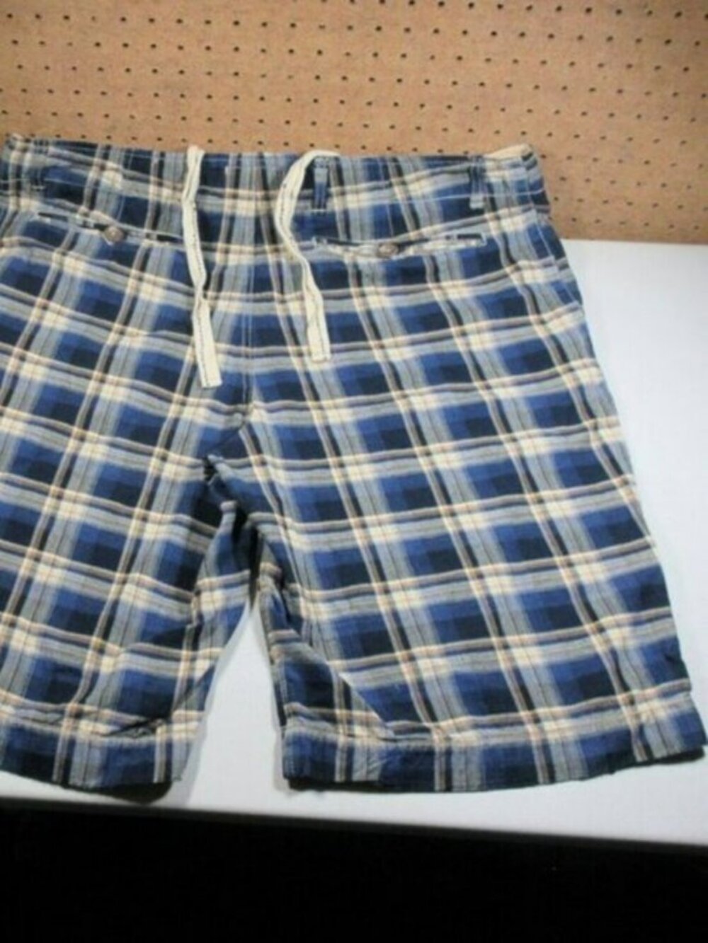 NOBO mens navy an khaki plaid chino shorts 42 EUC